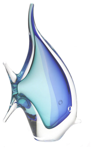 Murano Glass Design Crystal Tropical Fish Aqua Blue