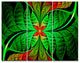 Fractal Green Leaf Design, Abstract Triptych Canvas Art Print, 36x28, 3 Panels