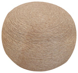 Ellie Round Pouf in Beige Wool With Polyester Filling