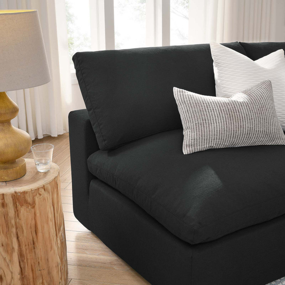 Modular Sectional Deep Sofa Set, Black, Fabric, Modern, Lounge Cafe Hospitality