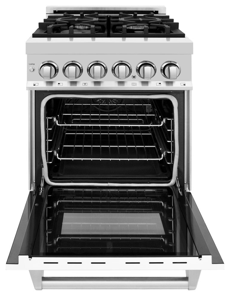 ZLINE 24 In. Professional Dual Fuel Range With White Matte Door, RA-WM-24