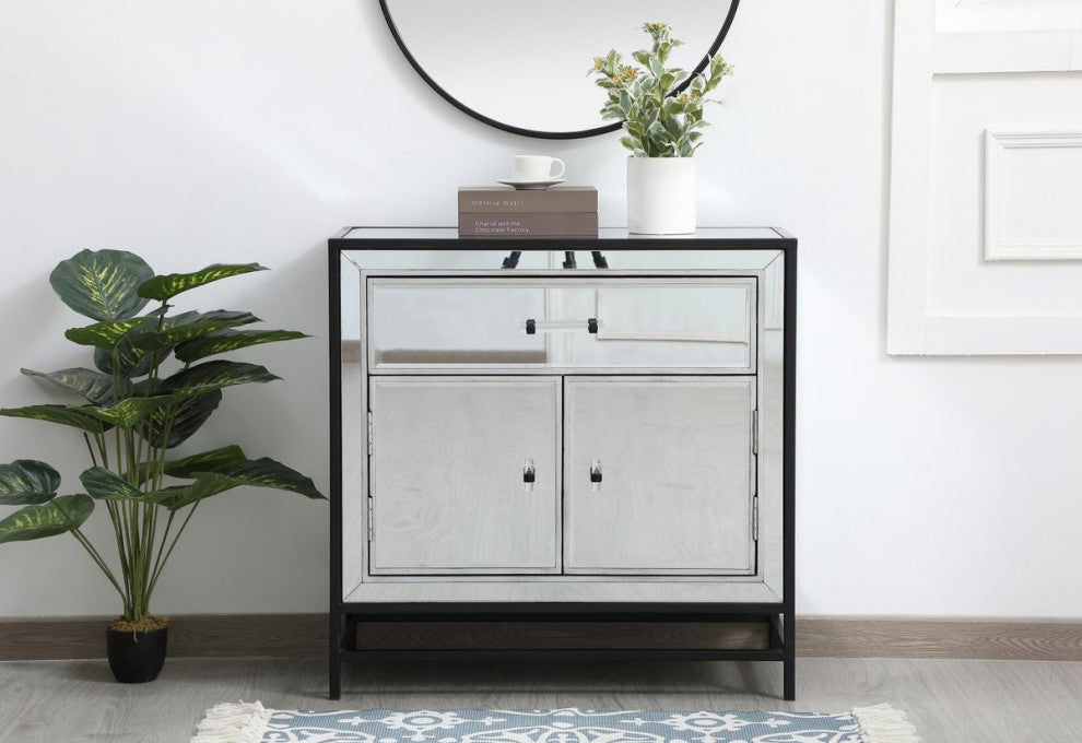 Jesse 28.5" Mirrored Cabinet, Black