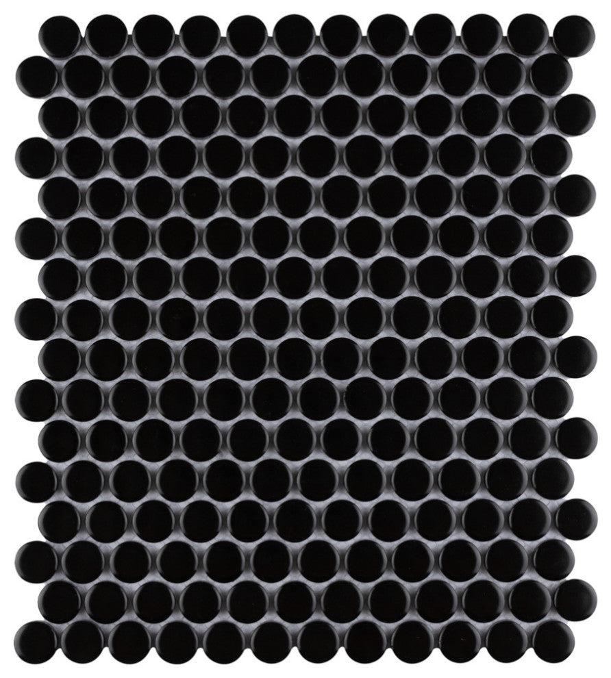 Metro Penny Matte Black Porcelain Floor and Wall Tile