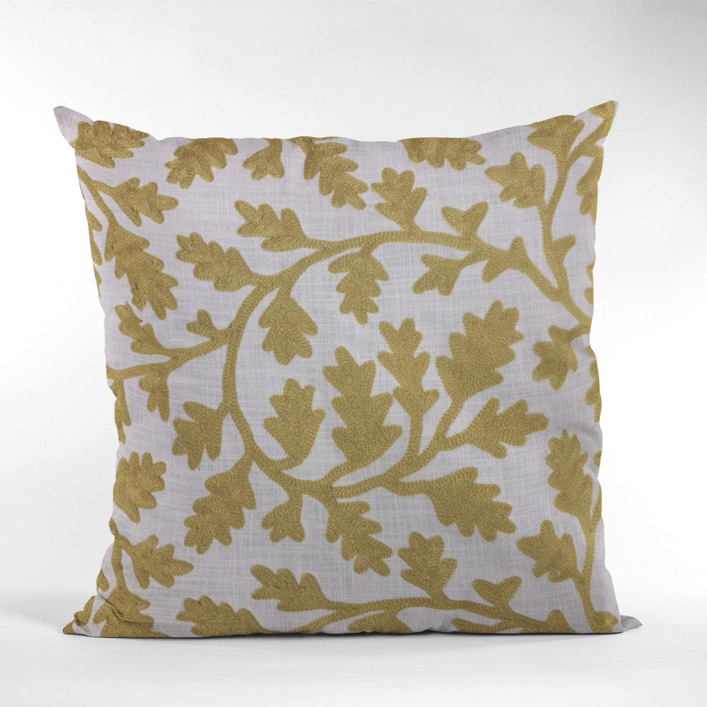 Plutus Yellow Vine Floral Luxury Throw Pillow, 16"x16"