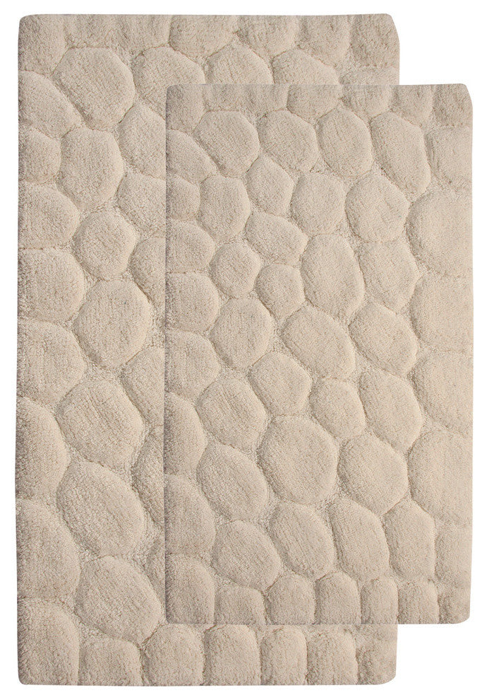 Pebbles Bath Rug, Ivory, 24"x17", 34"x21"