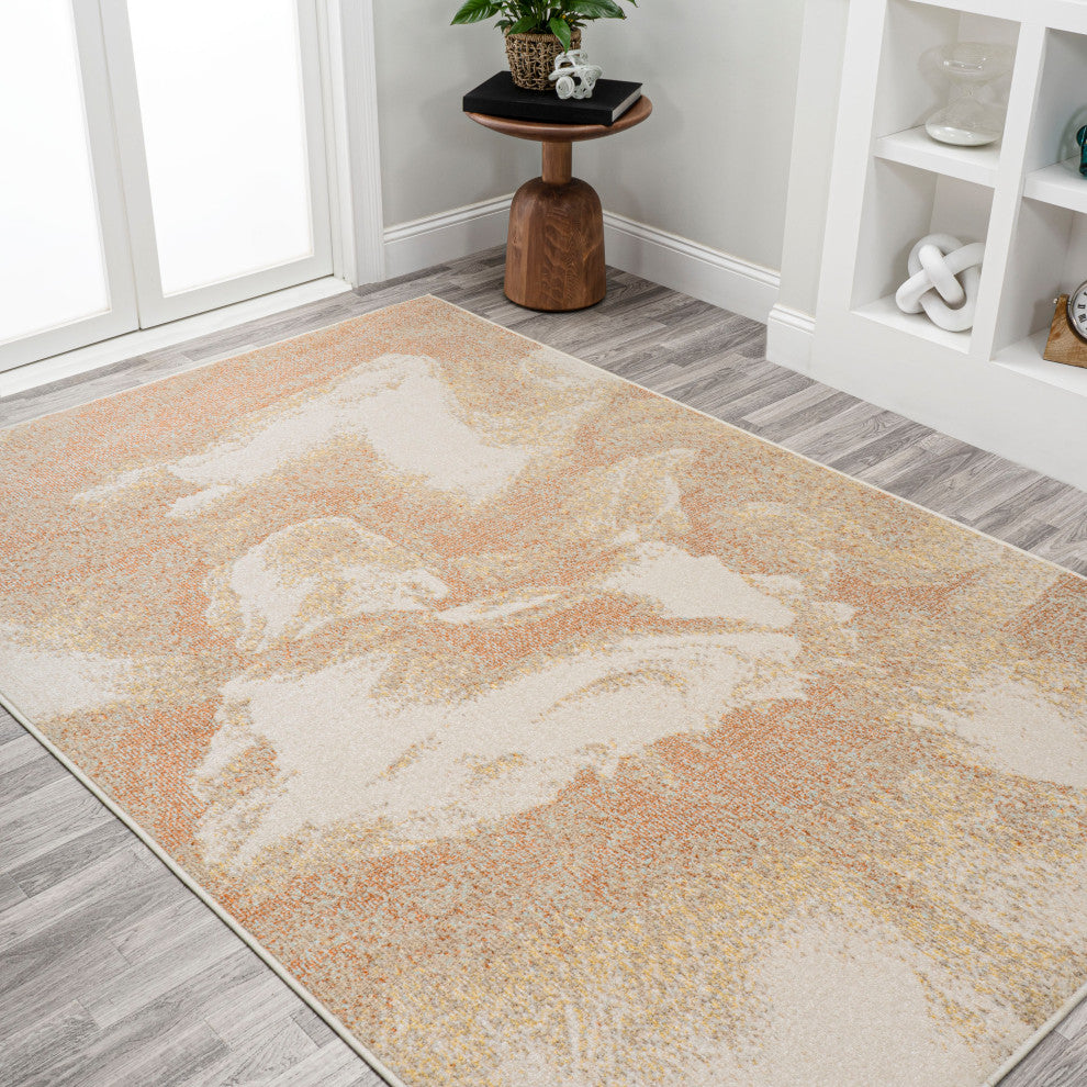 Petalo Abstract Two-Tone Modern Orange/Beige/Cream 5 ft. x 8 ft. Area Rug