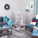 5' Flocked Montana Down Swept Spruce Faux Xmas Tree With 100 Clear LED Lights