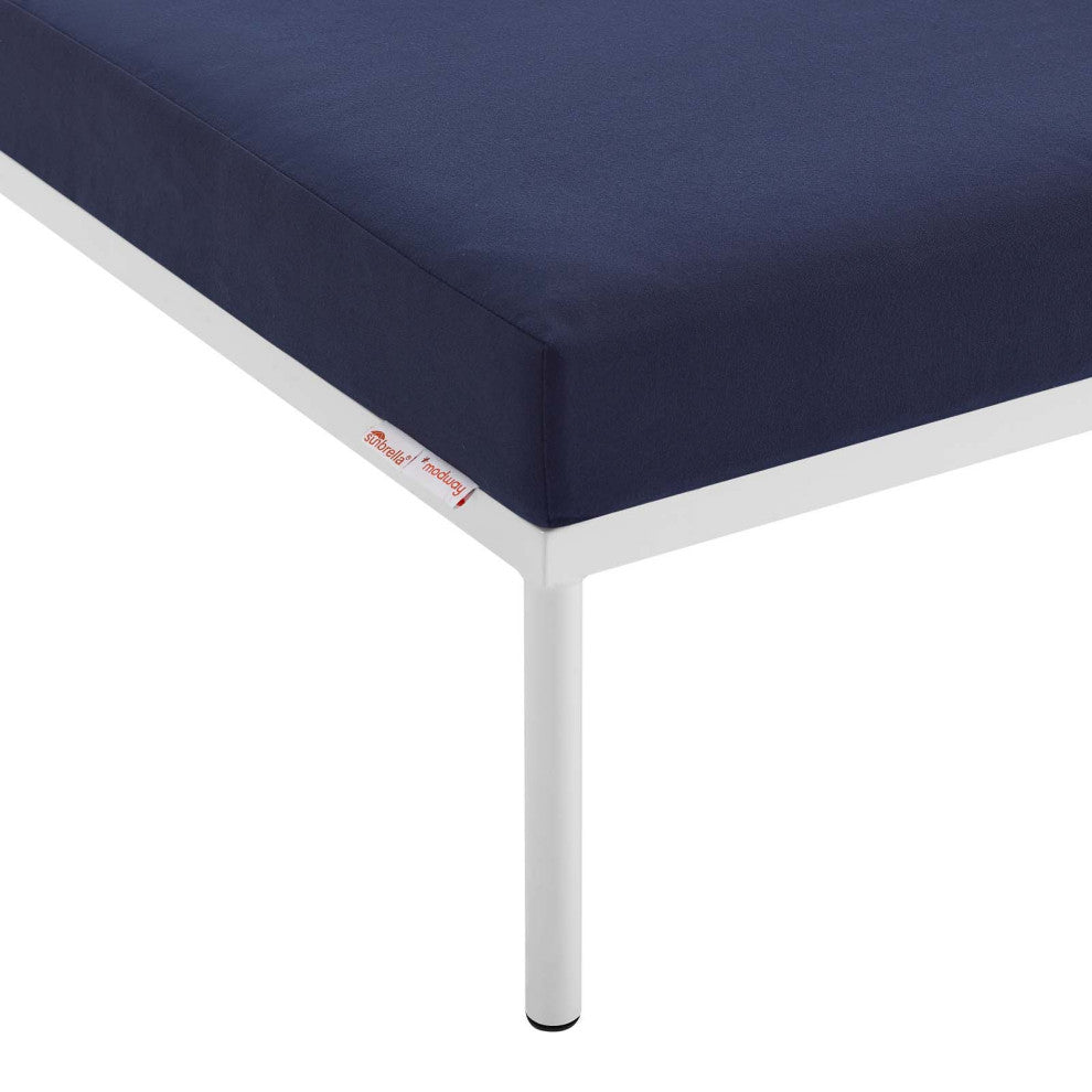 Harmony Sunbrellaï¿½ Outdoor Patio Aluminum Armless Chair-White Navy