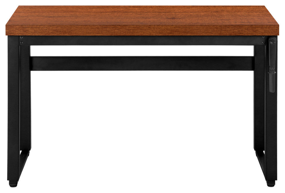 Computer Desk 48"L Cherry, Adjustabe, Black Metal