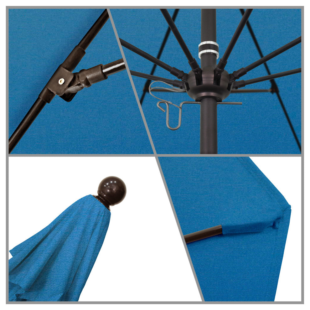 7.5' Bronze Push Lift Fiberglass Rib Aluminum Umbrella, Pacifica, Capri