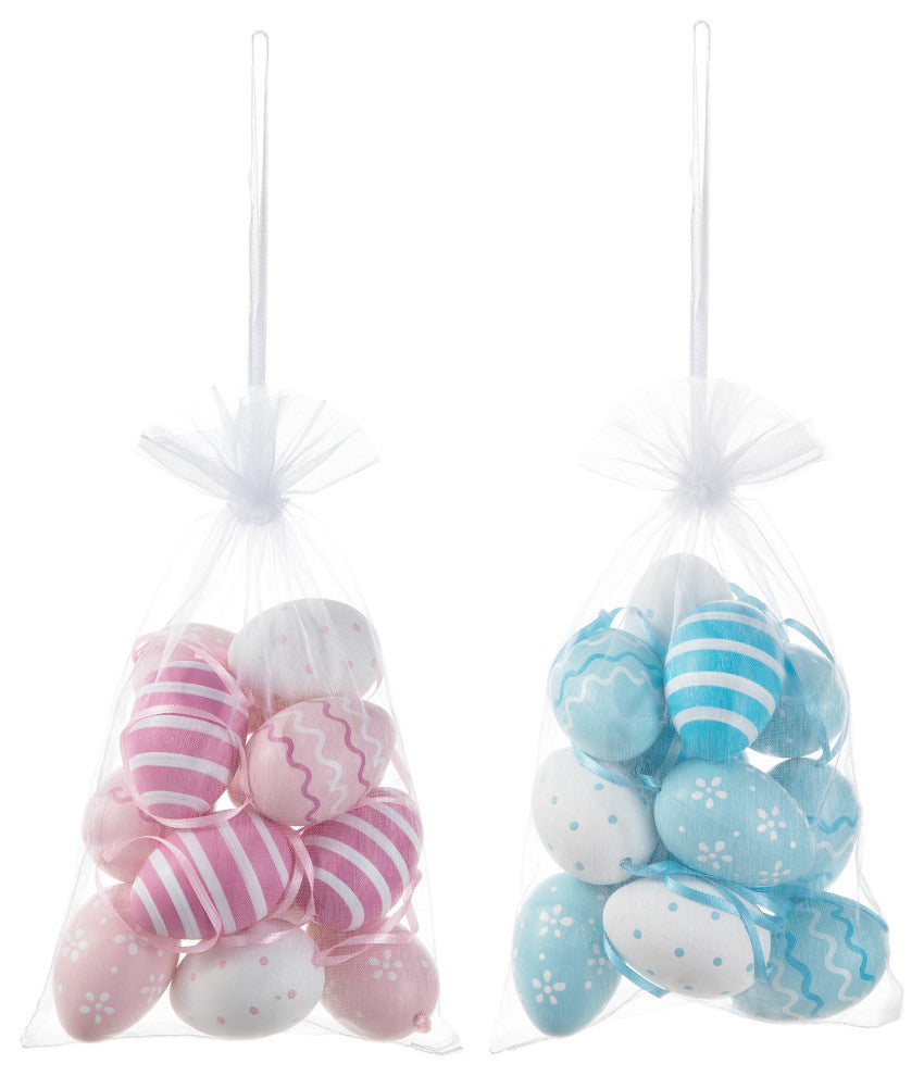 2.25"H Blue and Pink Easter Plastic Eggs, 2-Piece Set