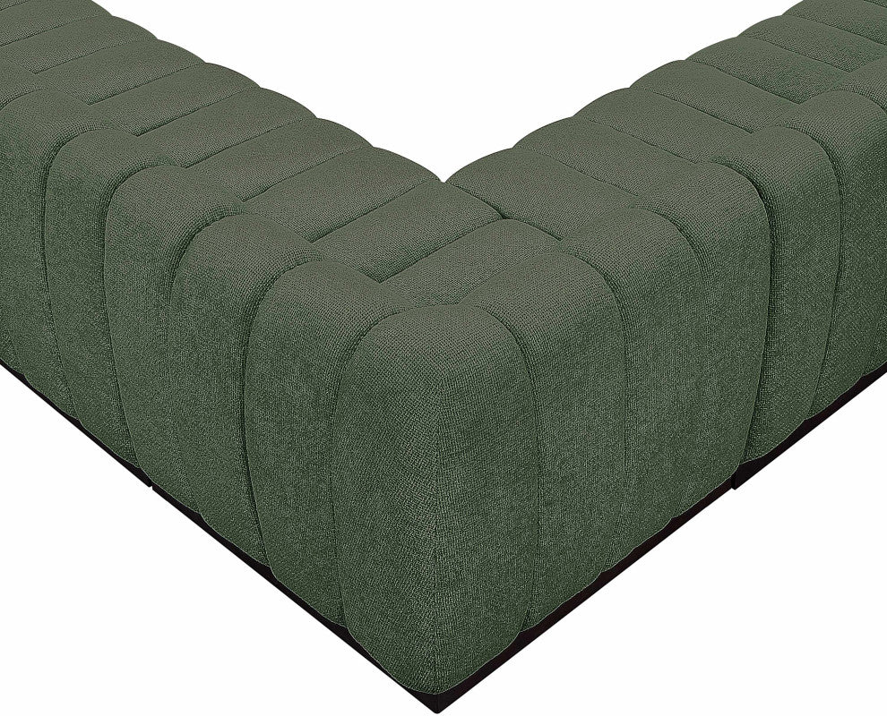 Quinn Chenille Upholstered 6-Piece L-Shaped Modular Sectional, Green