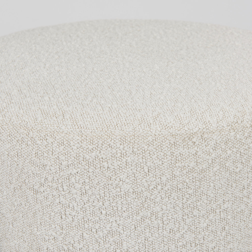Amelia Cream Boucle With Black Metal Upholstered Pouf