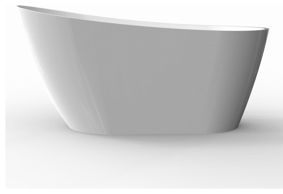 Acrylic Freestanding Bathtub With Drain and Overflow cover, Glossy White, 67"