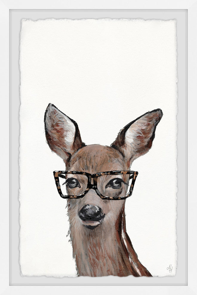 "Brown Hippie Deer" Framed Painting Print, 24"x36"
