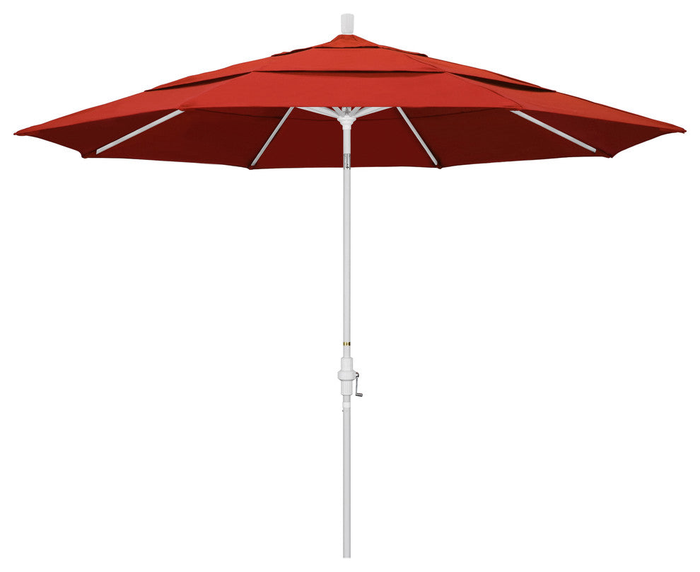 11' Aluminum Umbrella Collar Tilt Matted White, Olefin, Sunset
