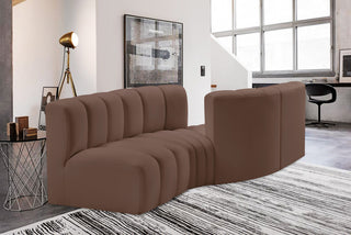 Arc Vegan Leather Upholstered 4-Pc. Facing Modular Sectional, Brown