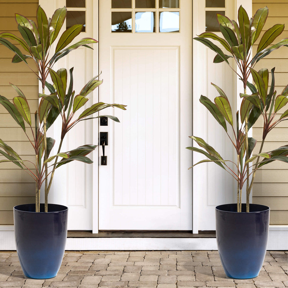 Set of 2 Oversized Eco-Friendly PE Faux Ceramic Planter, Cobalt Blue