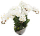Cream White Orchids Faux Arrangement in Small Metal Tray