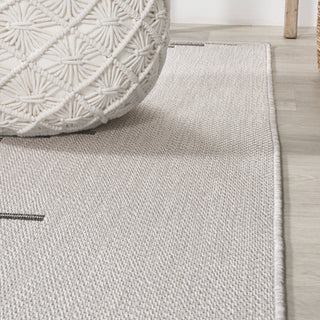 Vinales Diamond Stripe Indoor/Outdoor Area Rug, Light Gray/Black, 2x8