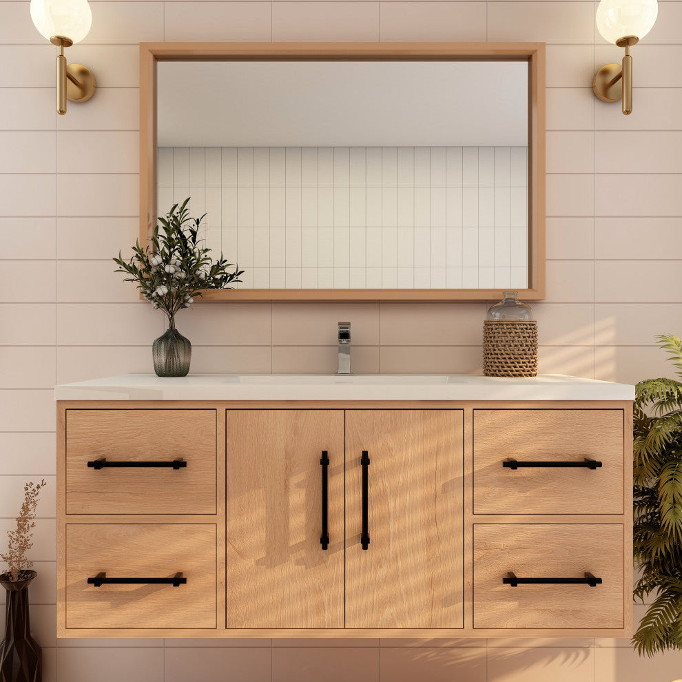 Victoria 48" Solid Wood Bath Vanity, Red Oak