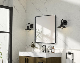 Home Living Contour Metal Rectangle Mirror 36x40, Black