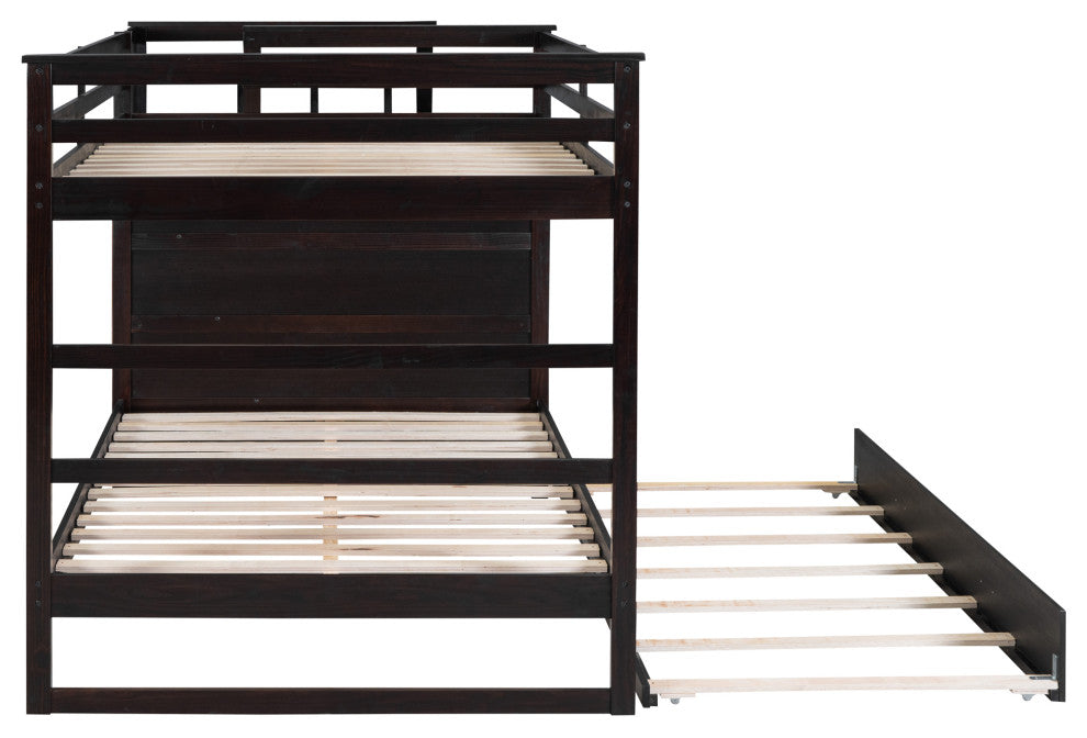 Gewnee Full Over Full Bunk Bed with Twin Size Trundle and Staircase