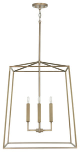 Thea Four Light Foyer Pendant, Aged Brass