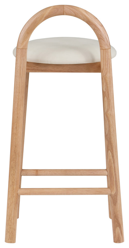 Meridian Furniture Calvin Vegan Leather Stool, Cream, Natural Finish