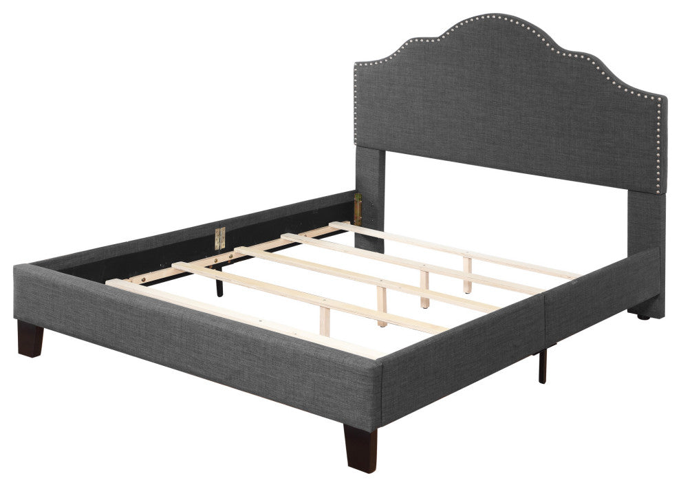 Carrillo Upholstered Bed, Charcoal Gray, Queen
