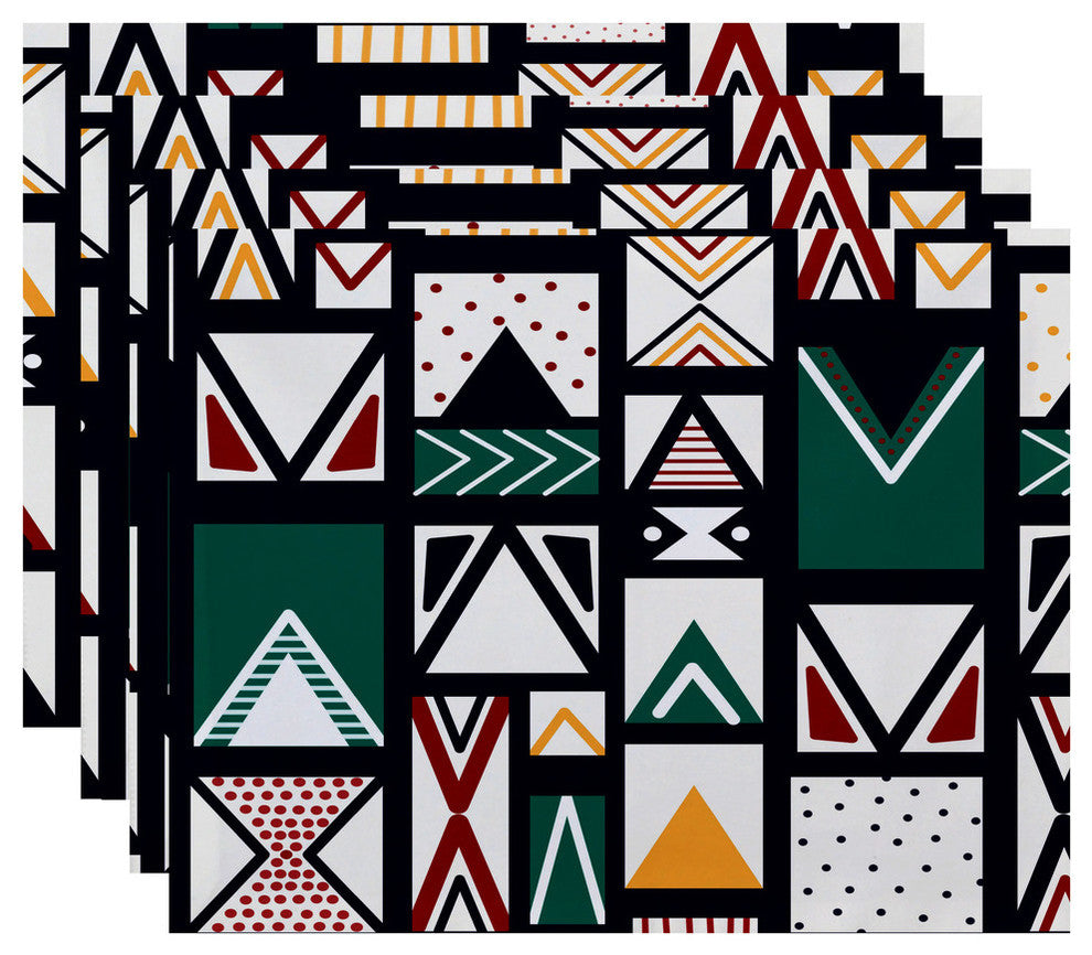 Decorative Holiday Placemat, Set of 4 Geometric, Navy Blue