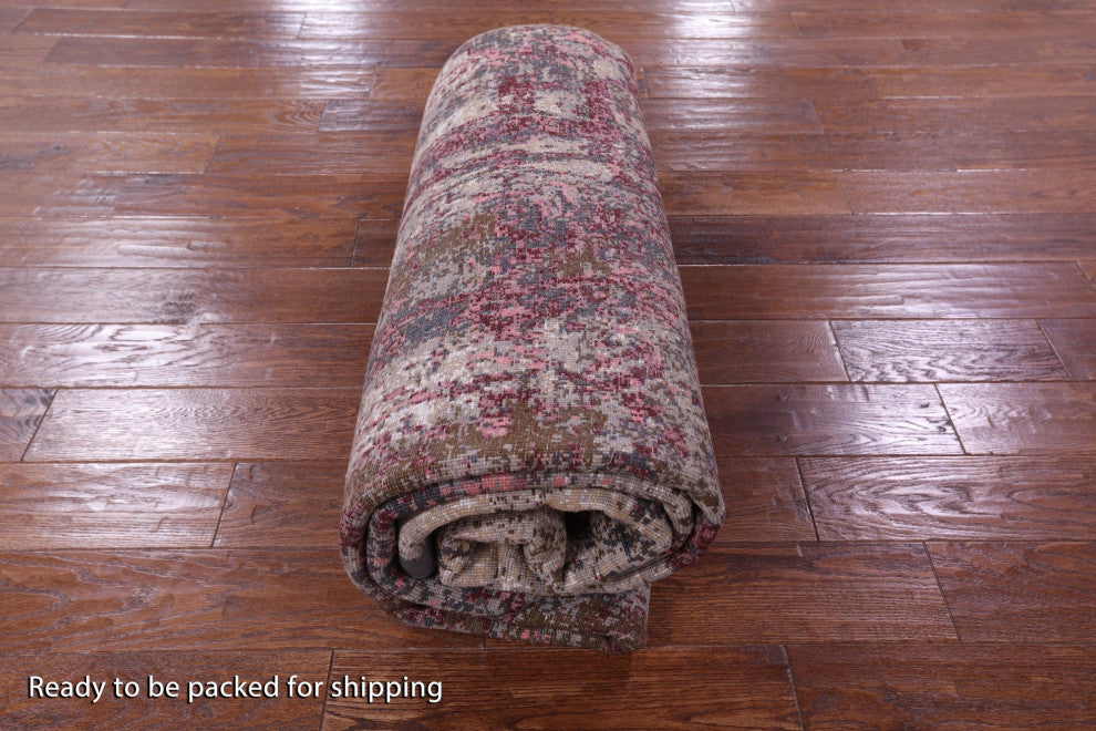 Abstract Wool and Silk Handmade Rug 6' 0" X 9' 1" Q8698