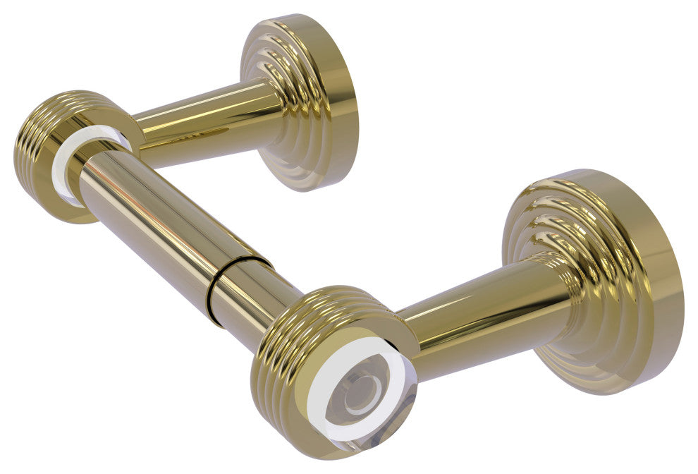 Pacific Beach 2-Post Toilet Tissue Holder with Groovy Accents, Unlacquered Brass