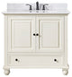 Avanity Thompson 37" Vanity, French White Finish, Carrera White Marble Top