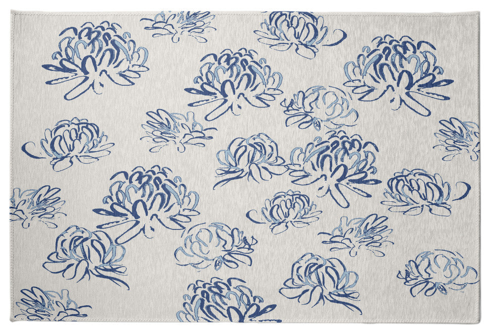 Tumbly Blossom Rug, Blue, 3'x5'