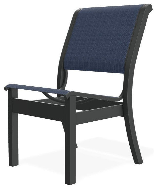 Leeward Sling Stackable Outdoor Dining Chair, Mavi/Graphite
