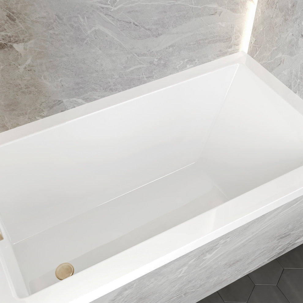 Voltaire 54x30, Acrylic Glossy White, Alcove, Bathtub, Left-Hand Drain