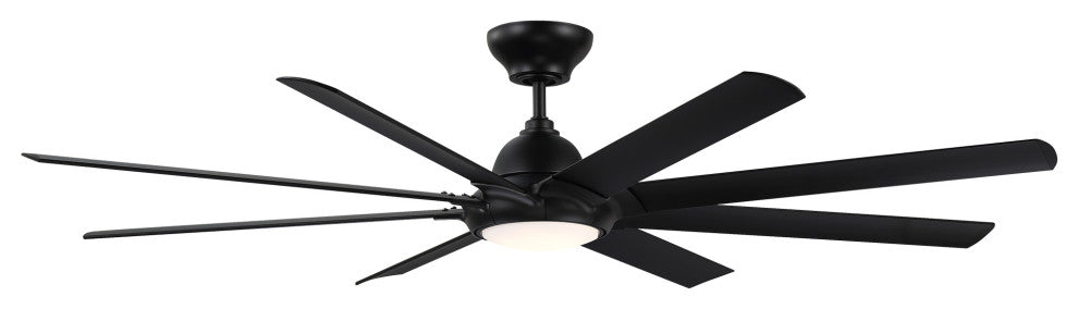 Hydra 80" Indoor/Outdoor 8-Blade Smart Ceiling Fan, Matte Black, 3500K Light Kit