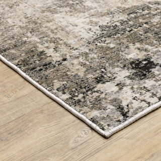 Noble Distressed Abstract Beige/ Grey Indoor Area Rug, 2'3"x7'6"