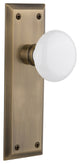 New York Plate Passage Door Knob, Antique Brass