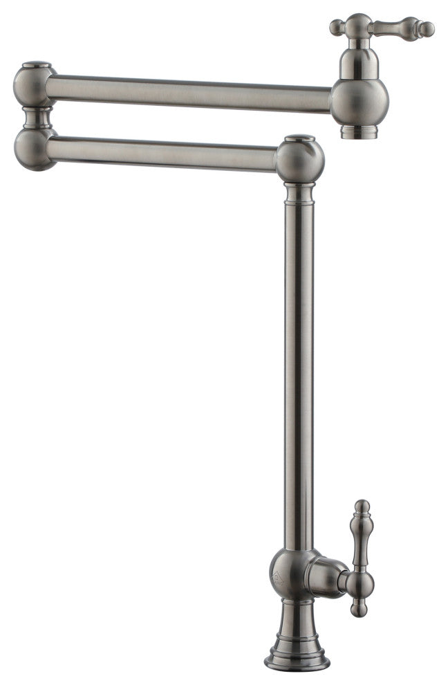 Deck-Mounted Double Handle Pot Filler Kitchen Faucet Stove Faucet, Brushed Nickel