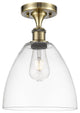 Innovations 516-1C-AB-GBD-92-LED 1 Light Semi-Flush Mount, Antique Brass