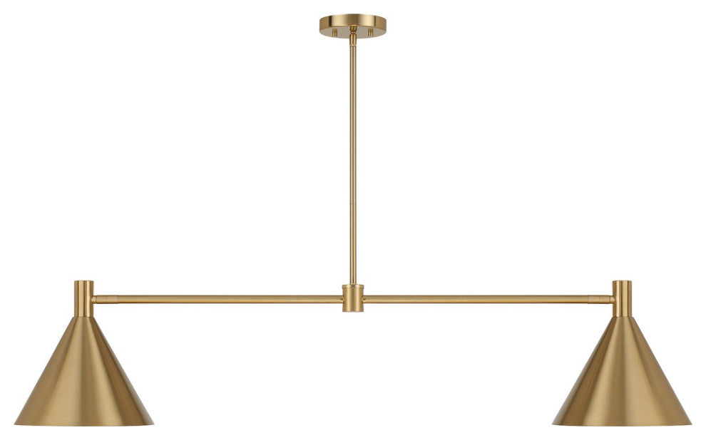 Pharos 2-Light Linear Chandelier, Noble Brass by Breegan Jane