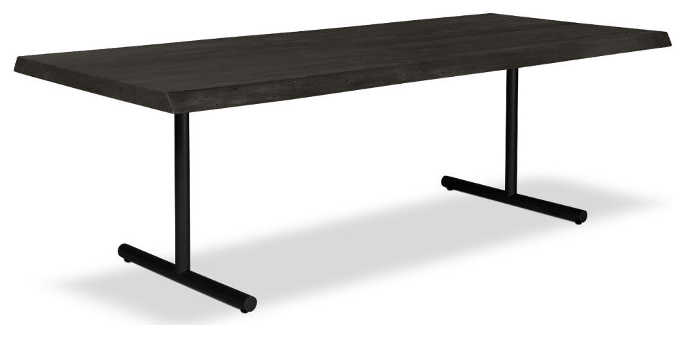 Brooks Dining Table, T Base, 40"x116", Ebonized Top, Black Base