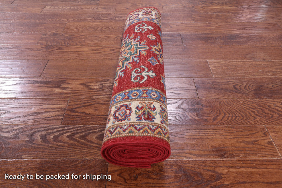 Runner Super Kazak Handmade Rug 2' 8" X 12' 11" - Q12994