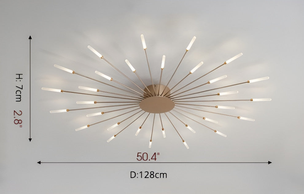 Brugg | Modern LED Dandelion Ceiling Light, Gold, 30 Heads