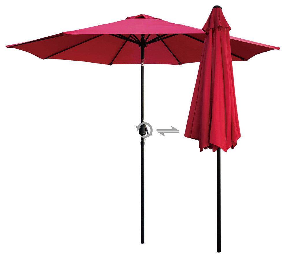 Davee 9' Round Outdoor Market Patio Umbrella With Tilt, Red