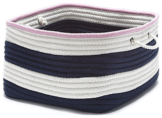 Colonial Mills Basket Nautical Stripe Basket Navy and Pink Square