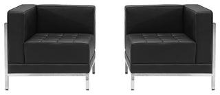 HERCULES Imagination Series Black LeatherSoft 2 Piece Corner Chair Set