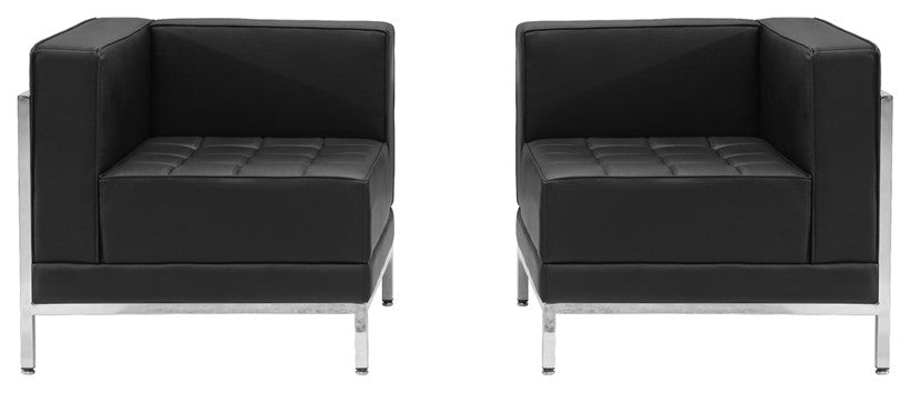 HERCULES Imagination Series Black LeatherSoft 2 Piece Corner Chair Set